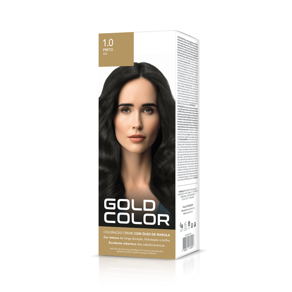 COLORAÇÃO CREME 1.0 PRETO GOLD COLOR