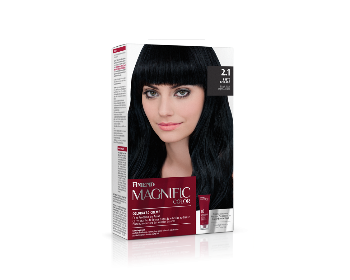 Coloração Creme 2.1 Preto Azulado Magnific Color Amend – Kit