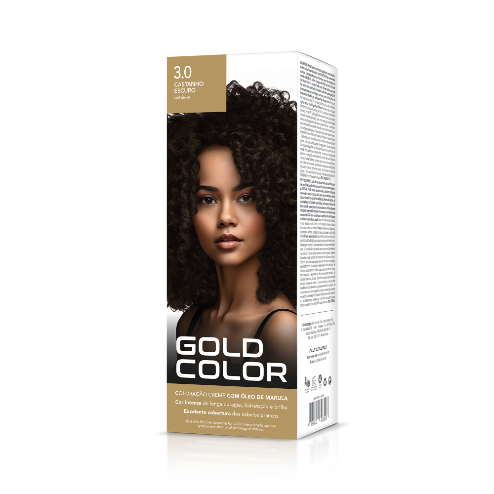 COLORAÇÃO CREME 3.0 CASTANHO ESCURO GOLD COLOR