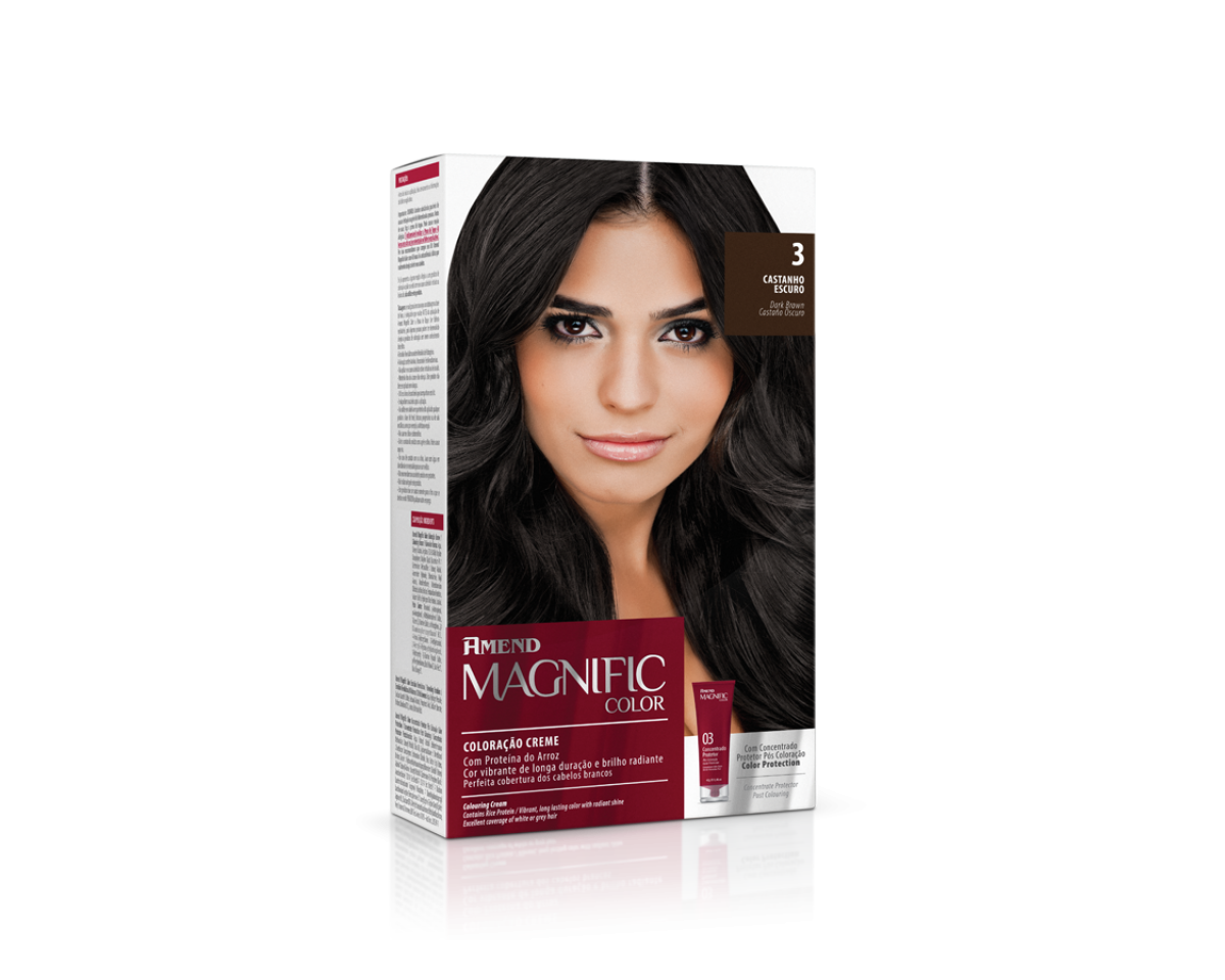 Coloração Creme 3.0 Castanho Escuro Magnific Color Amend – Kit