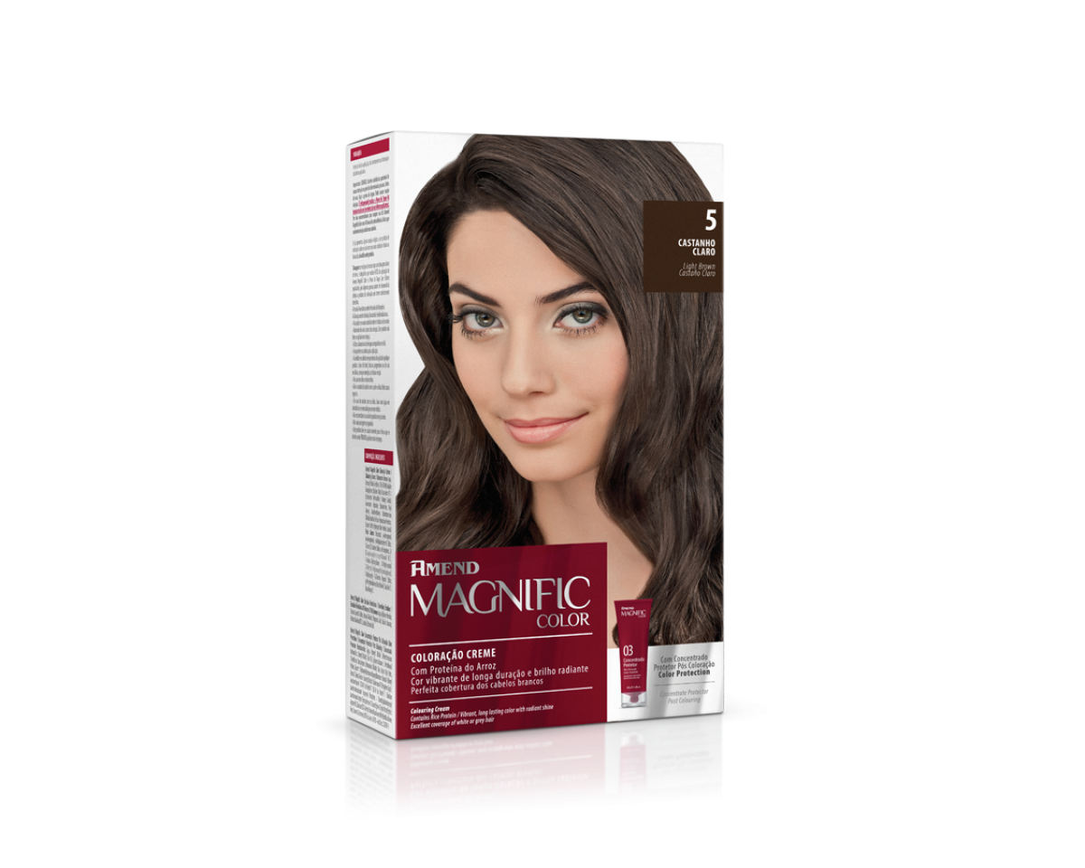 Coloração Creme 5.0 Castanho Claro Magnific Color Amend – Kit