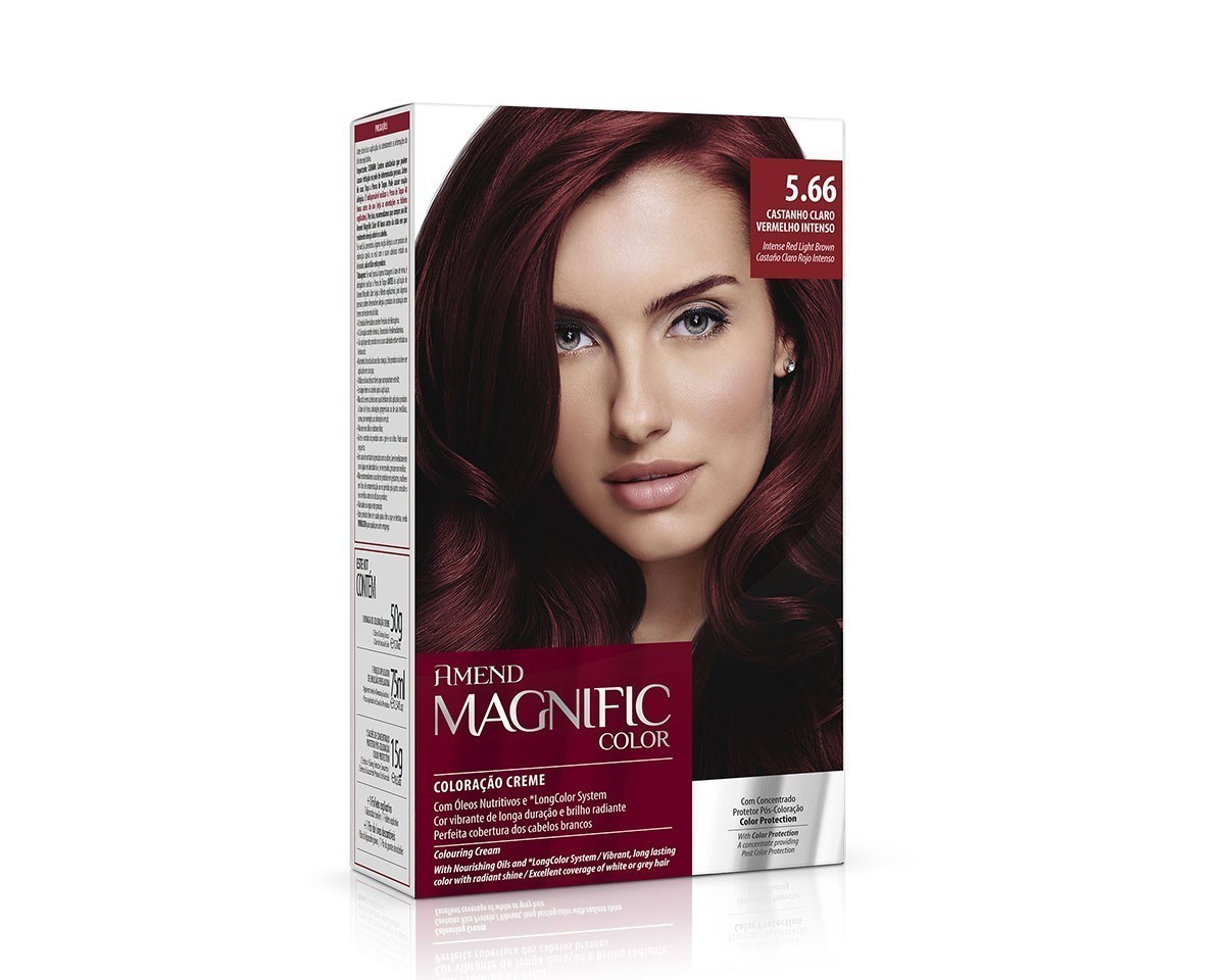 Coloração Creme 5.66 Castanho Claro Vermelho Intenso Magnific Color Amend – Kit