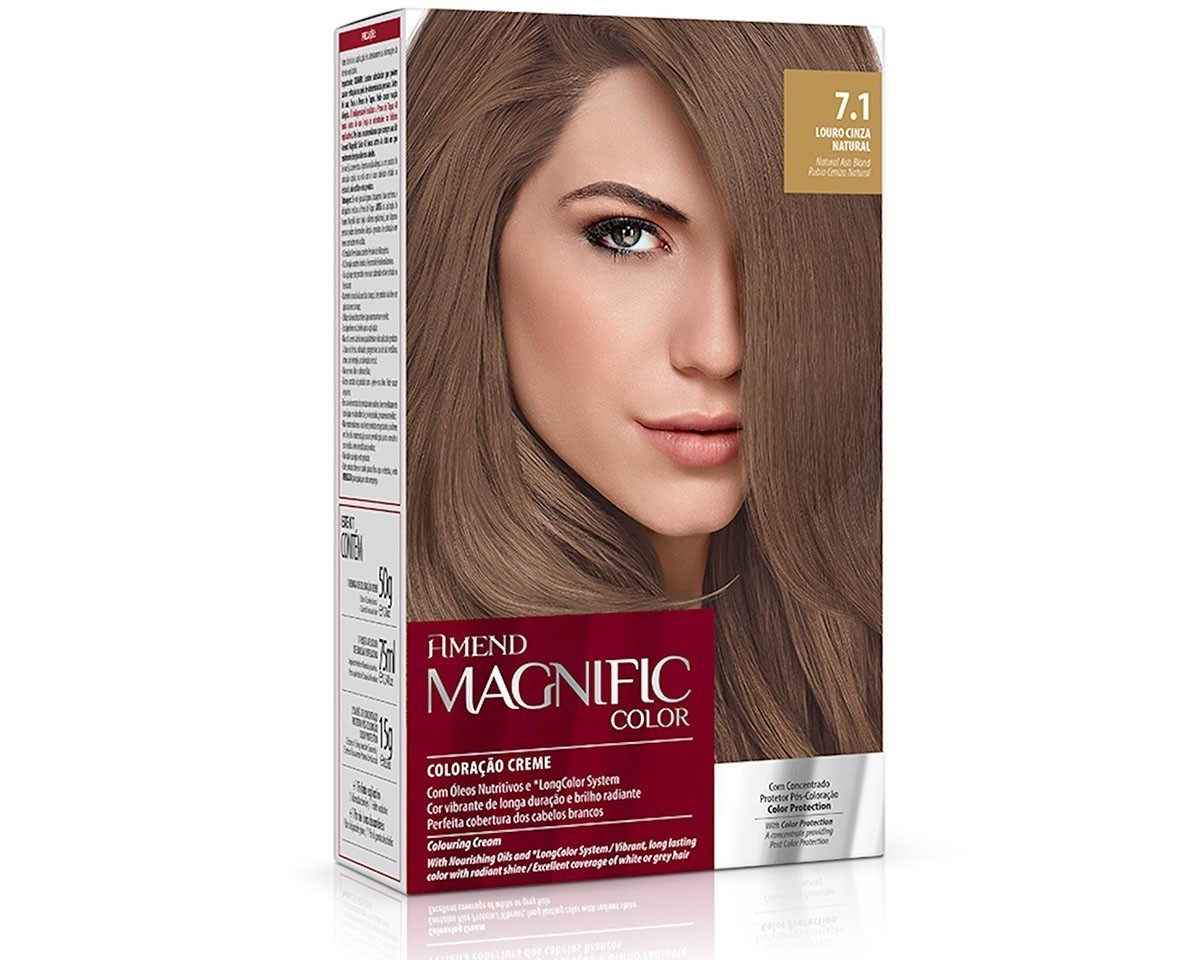 Coloração Creme 7.1 Louro Cinza Natural Magnific Color Amend – Kit