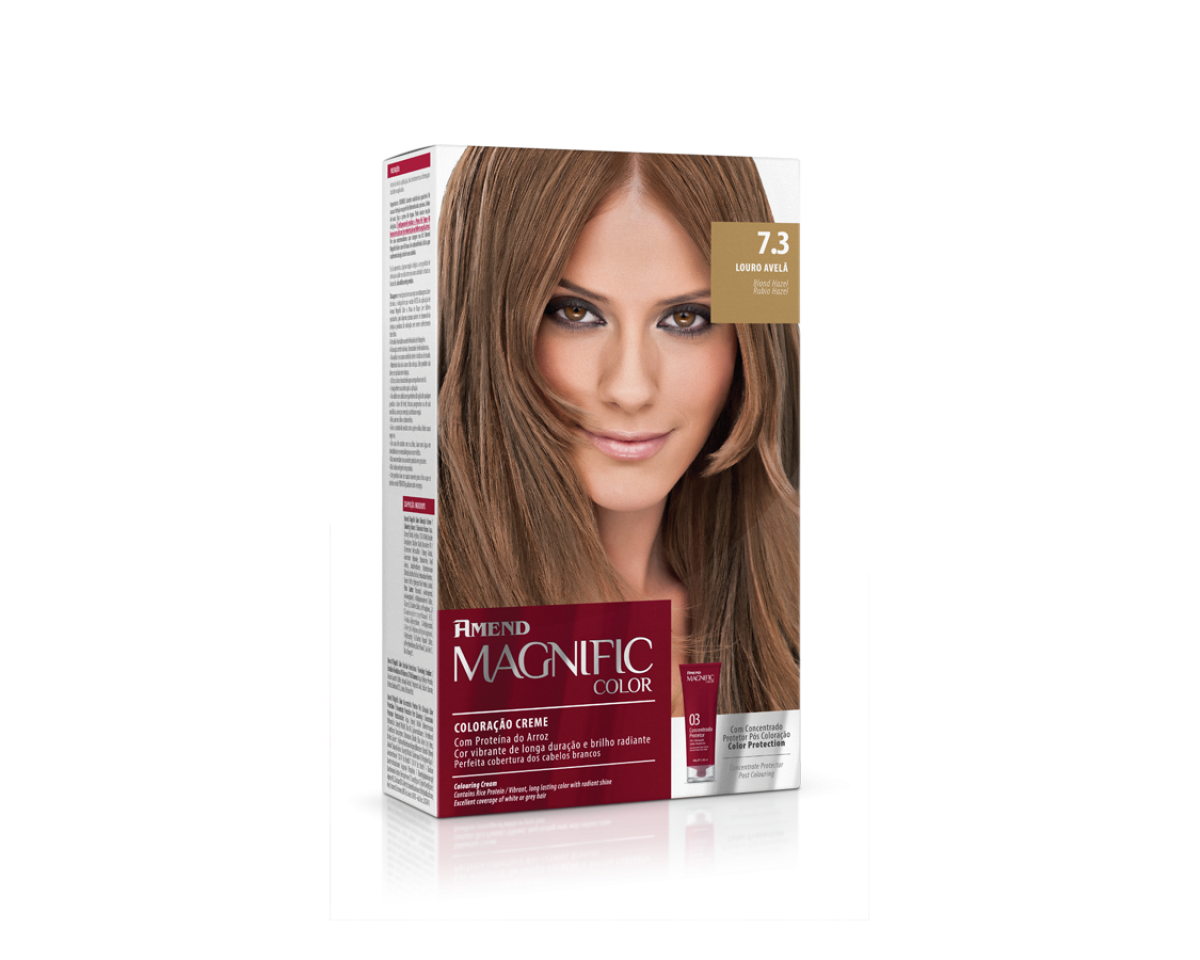Coloração Creme 7.3 Louro Avelã Magnific Color Amend – Kit