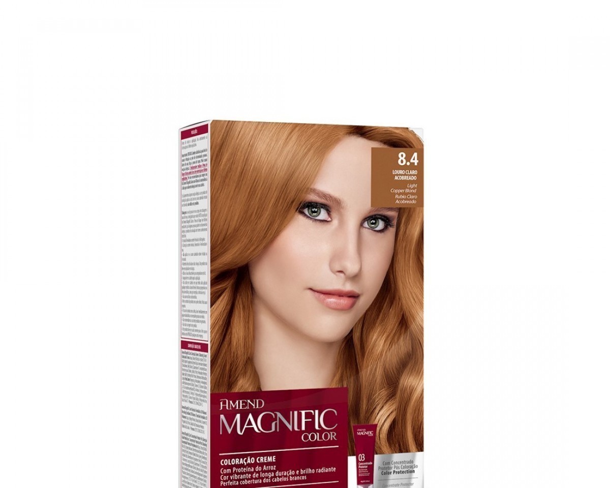 Coloração Creme 8.4 Louro Claro Acobreado Magnific Color Amend – Kit