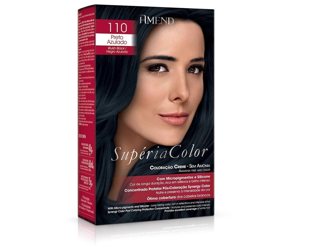 Coloração Creme Sem Amônia 110 Preto Azulado Amend Superia Color - Kit