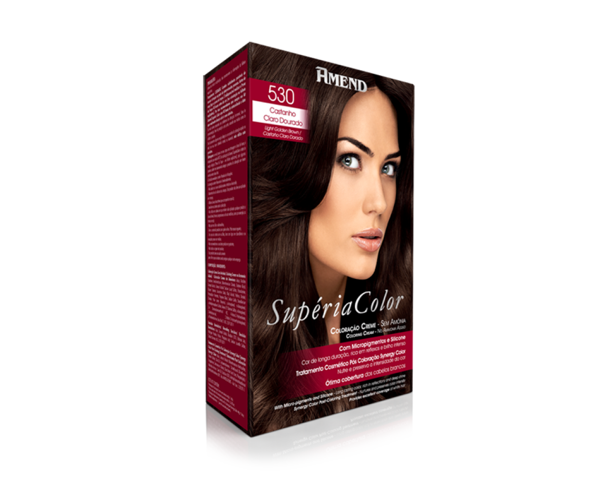 Coloração Creme Sem Amônia 530 Castanho Claro Dourado Amend Superia Color - Kit