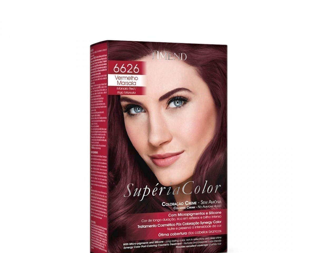 Coloração Creme Sem Amônia 6626 Vermelho Marsala Amend Superia Color - Kit