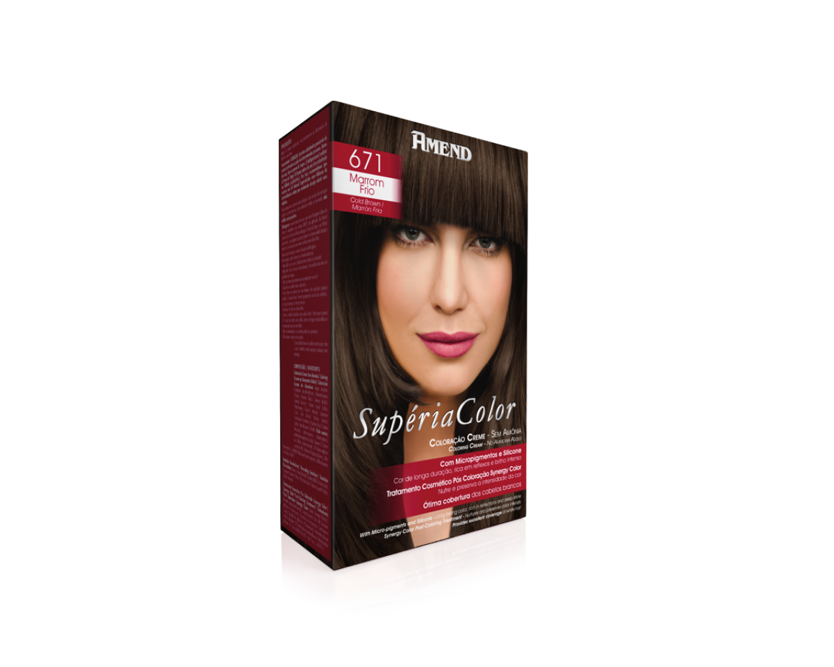 Coloração Creme Sem Amônia 671 Louro Escuro Marrom Dourado Amend Superia Color - Kit