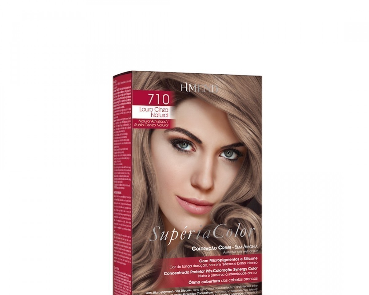 Coloração Creme Sem Amônia 710 Louro Cinza Natural Amend Superia Color - Kit