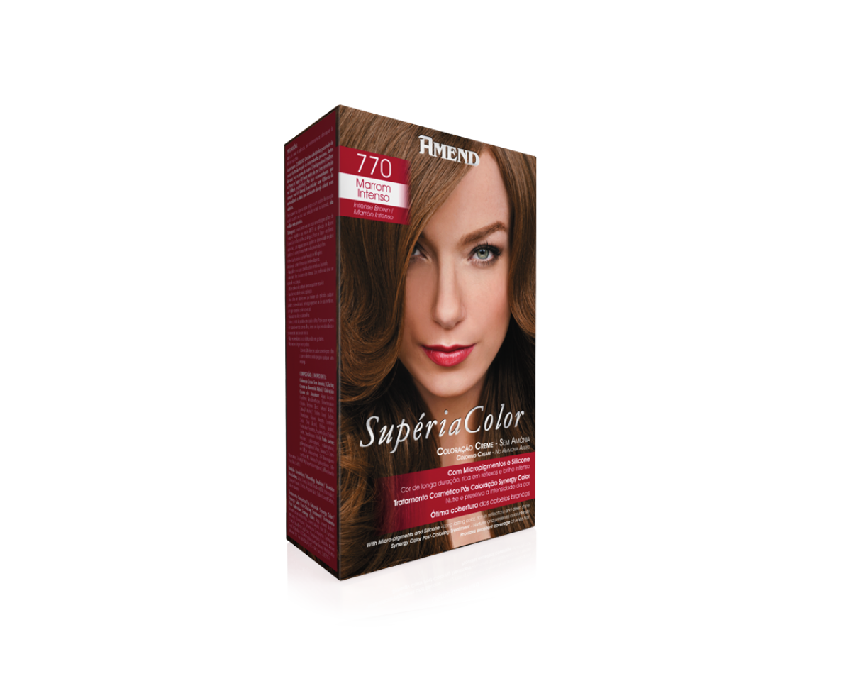Coloração Creme Sem Amônia 770 Marrom Intenso Amend Superia Color - Kit