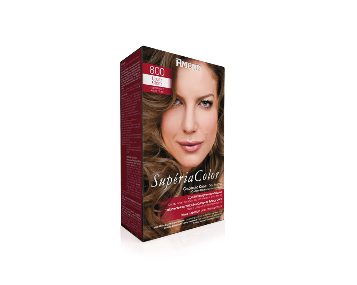 Coloração Creme Sem Amônia 800 Louro Claro Amend Superia Color - Kit