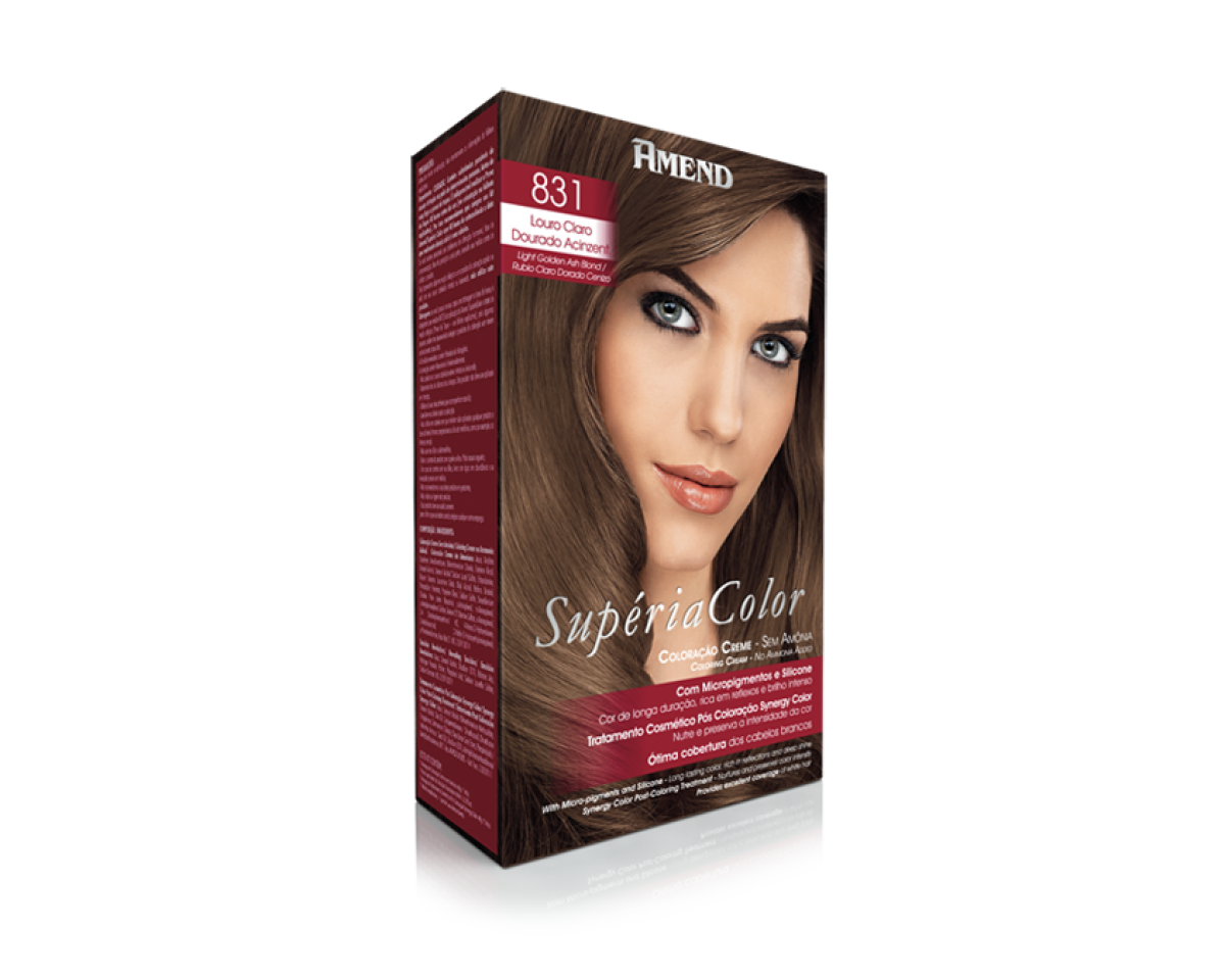 Coloração Creme Sem Amônia 831 Louro Claro Acinzentado Amend Superia Color - Kit