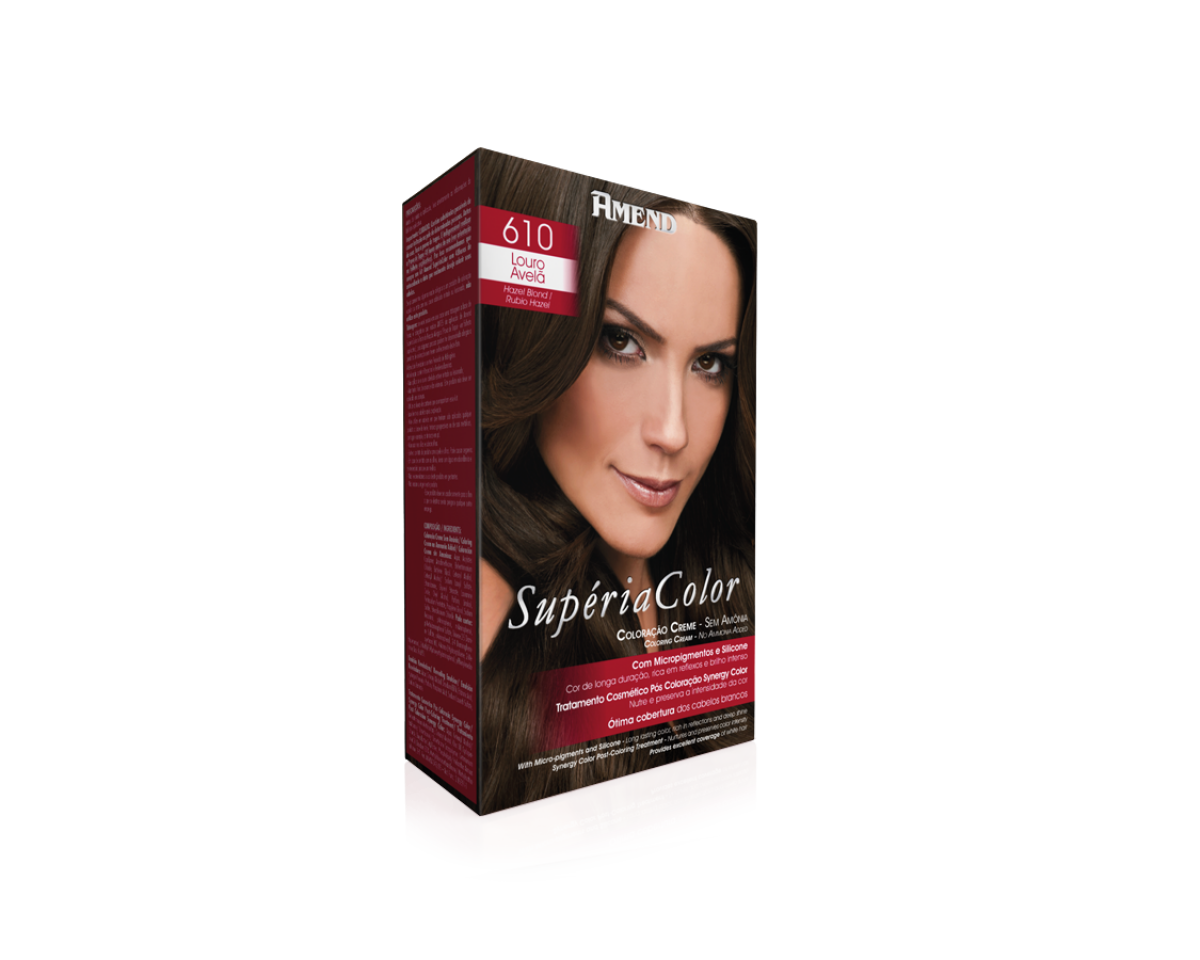 Creme Colorante Sem Amônia 610 Louro Avelã Amend Superia Color - Kit